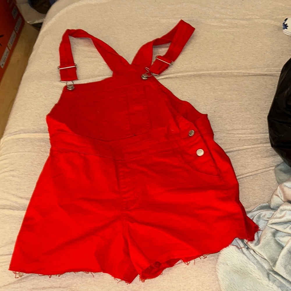 Red Denim Overalls